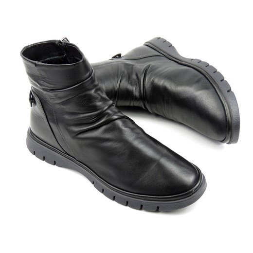 Botki damskie na suwak - MANITU 990045-01, czarne Manitu 41 ulubioneobuwie