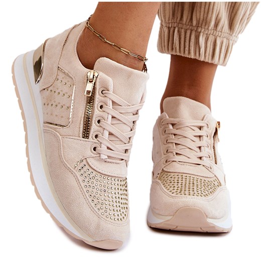 PG1 Damskie Buty Sportowe Z Ozdobnym Zamkiem Kremowe Adrea wielokolorowe 40 ButyModne.pl