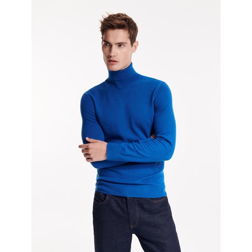 Reserved - PREMIUM Golf z wełny merino - Niebieski Reserved XL Reserved
