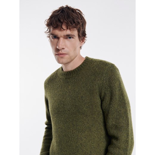 Reserved - PREMIUM Wełniany sweter ze strukturalnej przędzy - Zielony Reserved S Reserved