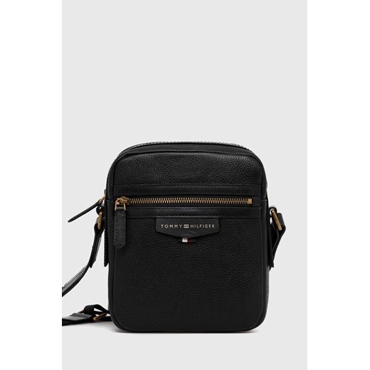 Tommy Hilfiger saszetka skórzana kolor czarny Tommy Hilfiger ONE ANSWEAR.com