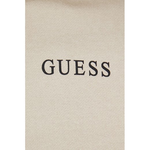 Guess bluza męska kolor beżowy z kapturem z nadrukiem Guess XXL ANSWEAR.com