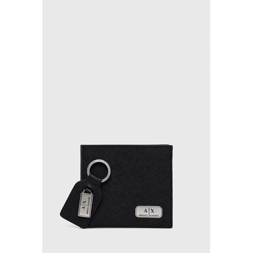 Armani Exchange portfel i brelok skórzany męski kolor czarny 958487 CC843 ze sklepu ANSWEAR.com w kategorii Portfele męskie - zdjęcie 148312255