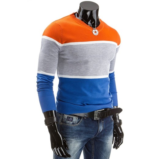 Sweter (wx0513) - Pomarańczowy dstreet niebieski bawełniane
