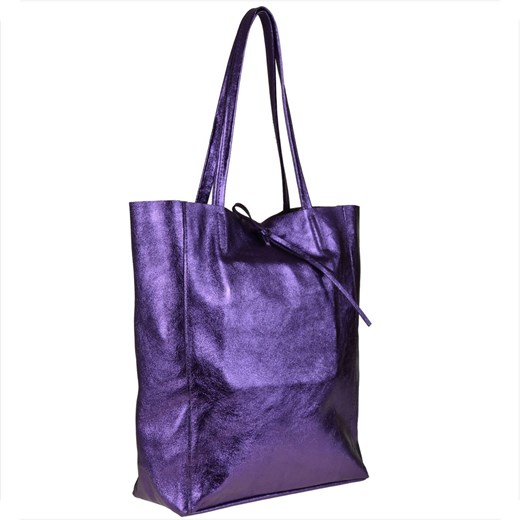 Torebka skórzana lekka fioletowa metaliczna ze sklepu melon.pl w kategorii Torby Shopper bag - zdjęcie 148328966