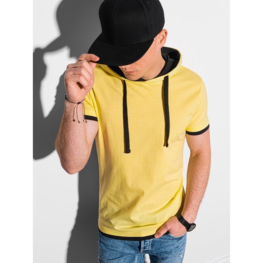 T-shirt męski z kapturem S1376 - żółty XXL ombre