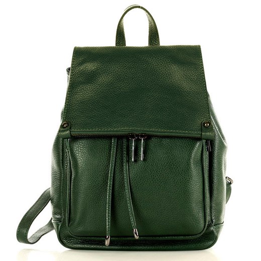 Praktyczny plecak z naturalnej skóry DALLAS zielony Genuine Leather uniwersalny Verostilo wyprzedaż