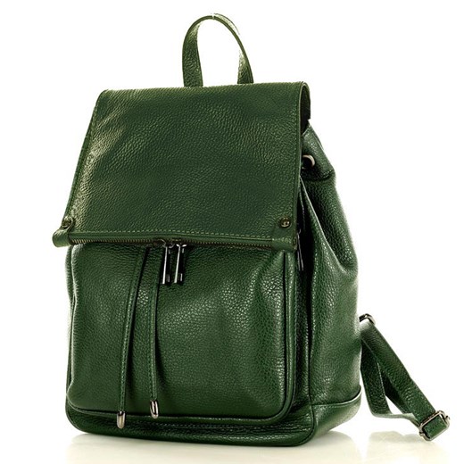 Praktyczny plecak z naturalnej skóry DALLAS zielony Genuine Leather uniwersalny okazyjna cena Verostilo