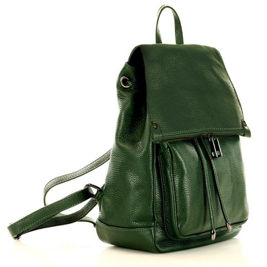 Praktyczny plecak z naturalnej skóry DALLAS zielony Genuine Leather uniwersalny wyprzedaż Verostilo