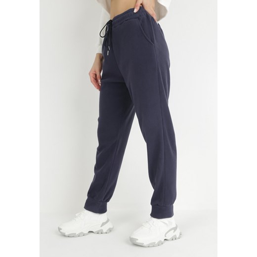 Granatowe Spodnie Dresowe z Gumką w Pasie Shimbi ze sklepu Born2be Odzież w kategorii Spodnie damskie - zdjęcie 148389668