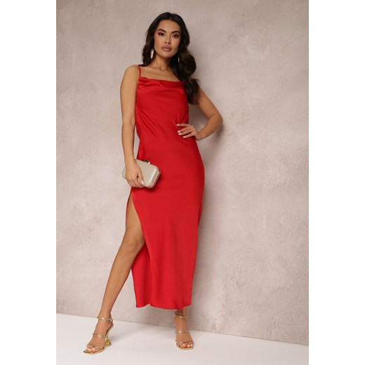 Czerwona Sukienka Maxi z Odkrytymi Plecami z Rozcięciem na Dole Zirthi ze sklepu Renee odzież w kategorii Sukienki - zdjęcie 148431208