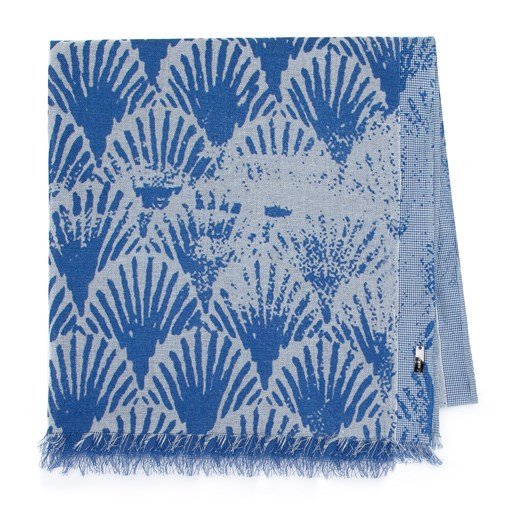 Damski szal z bawełny dwustronny niebieski ze sklepu WITTCHEN w kategorii Szaliki i chusty damskie - zdjęcie 148434278