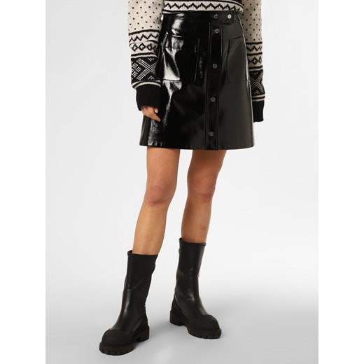 HUGO Spódnica damska Kobiety Sztuczne włókno czarny jednolity ze sklepu vangraaf w kategorii Spódnice - zdjęcie 148437937