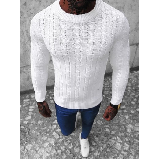 Sweter męski biały OZONEE NB/MM6021/1 Ozonee XL ozonee.pl promocja