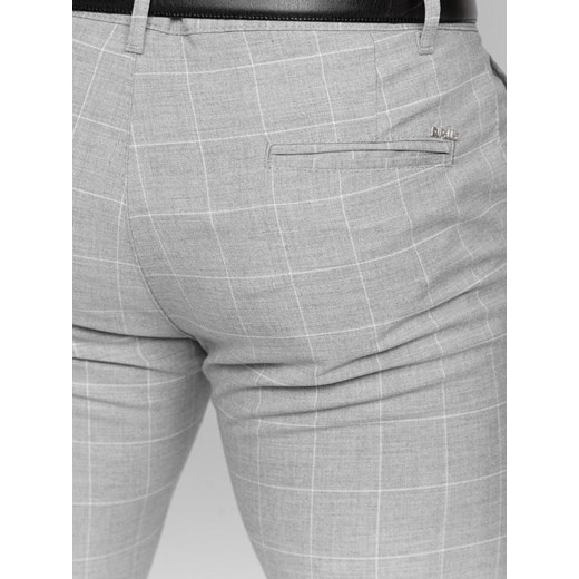 Szare spodnie materiałowe chinosy w kratę męskie Denley 0040 31/M Denley wyprzedaż