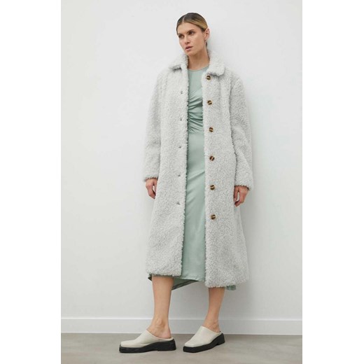 Samsoe Samsoe płaszcz wełniany Eloise kolor szary przejściowy oversize ze sklepu ANSWEAR.com w kategorii Płaszcze damskie - zdjęcie 148478646