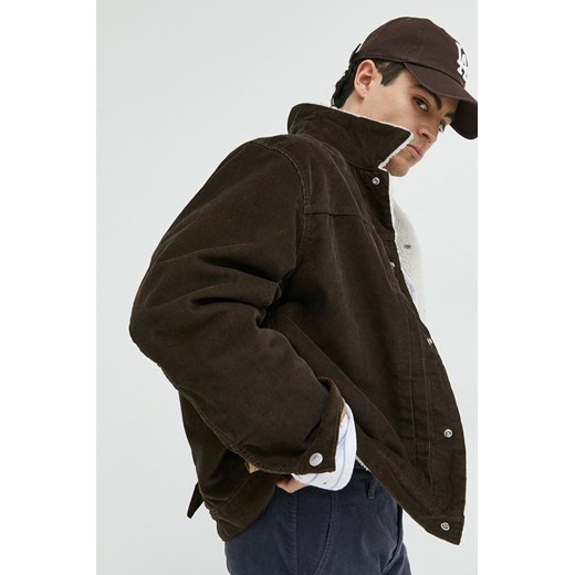 Levi's kurtka sztruksowa kolor brązowy przejściowa oversize M ANSWEAR.com