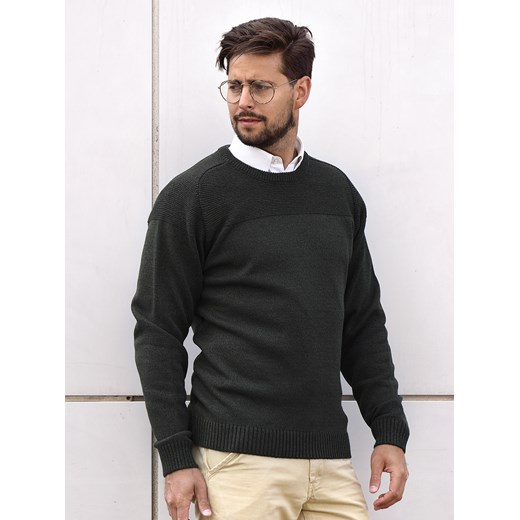 Sweter męski pod szyję - Patryk - oliwka - M ze sklepu Swetry Lasota w kategorii Swetry męskie - zdjęcie 148487996