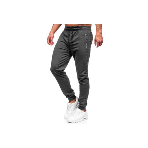 Grafitowe spodnie męskie joggery dresowe Denley JX5003 2XL promocyjna cena Denley