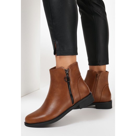 Camelowe botki damskie płaskie Derena Zapatos 40 promocja Zapatos