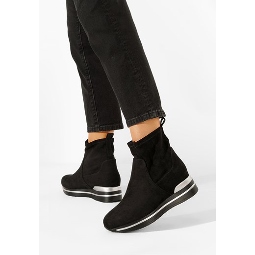 Czarne sneakersy damskie na koturnie Mantia ze sklepu Zapatos w kategorii Buty sportowe damskie - zdjęcie 148527066