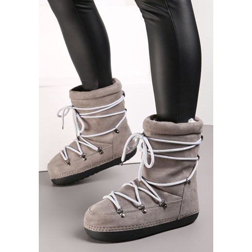 Szare Śniegowce Ocieplane Geki Renee 39 okazyjna cena renee.pl