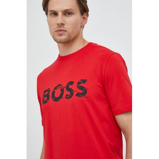 BOSS t-shirt BOSS GREEN męski kolor czerwony z nadrukiem S ANSWEAR.com