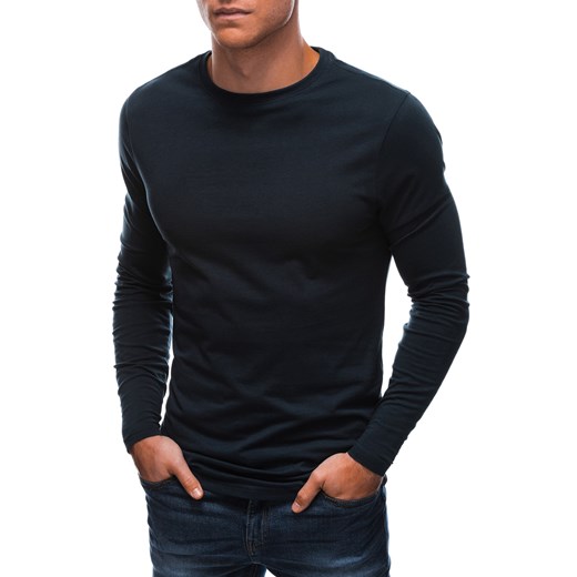 Longsleeve męski bez nadruku EM-LSBL-0103 - granatowy ze sklepu Edoti w kategorii T-shirty męskie - zdjęcie 148566508