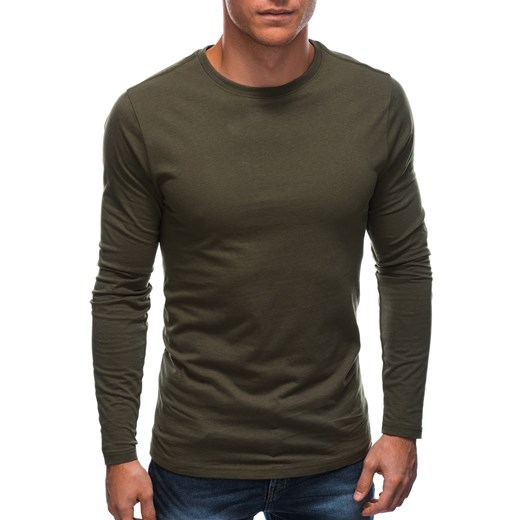Longsleeve męski bez nadruku EM-LSBL-0103 - oliwkowy ze sklepu Edoti w kategorii T-shirty męskie - zdjęcie 148566519
