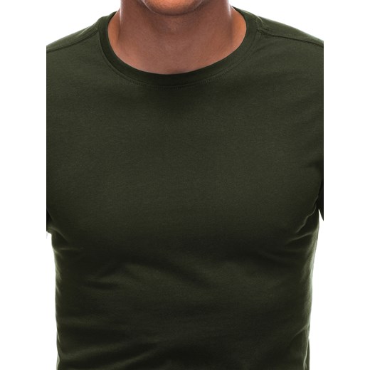 T-shirt męski basic 1683S - oliwkowy Edoti.com M Edoti wyprzedaż