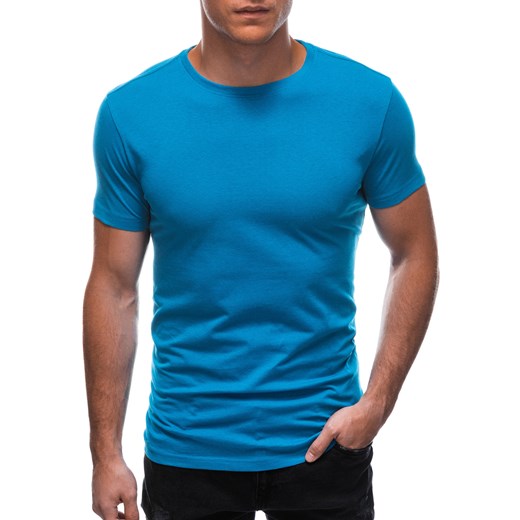 T-shirt męski basic EM-TSBS-0100 - turkusowy ze sklepu Edoti w kategorii T-shirty męskie - zdjęcie 148567356