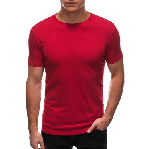 T-shirt męski basic EM-TSBS-0100 - czerwony ze sklepu Edoti w kategorii T-shirty męskie - zdjęcie 148567357