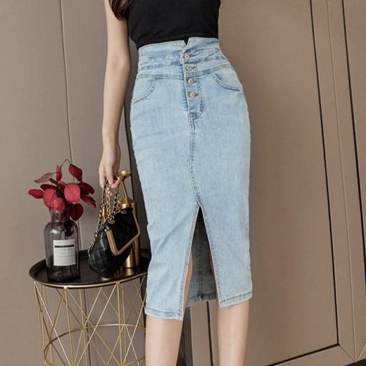 Jeansowa Spódnica Z Rozcięciem Parine.pl L ParinePL