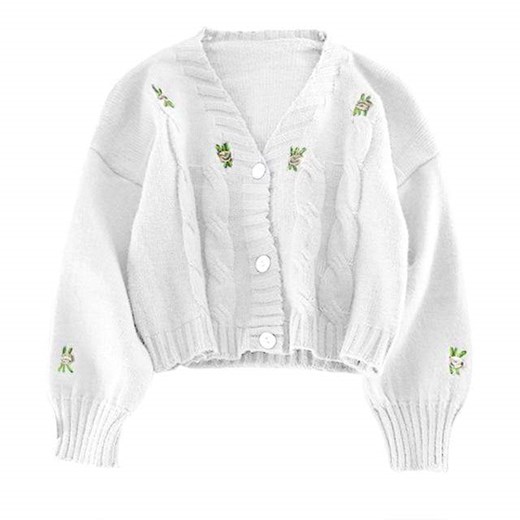 Zapinany Sweter Z Kwiatowym Motywem Parine.pl Uniwersalny ParinePL