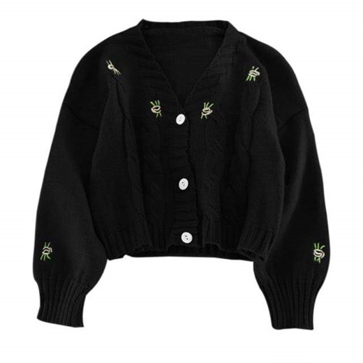 Zapinany Sweter Z Kwiatowym Motywem Parine.pl Uniwersalny ParinePL