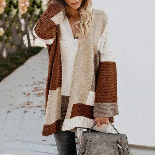 Sweter Kardigan Z Szerokimi Rękawami ze sklepu ParinePL w kategorii Swetry damskie - zdjęcie 148589545