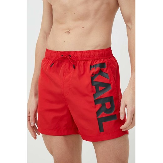 Karl Lagerfeld szorty kąpielowe kolor czerwony ze sklepu ANSWEAR.com w kategorii Kąpielówki - zdjęcie 148598615