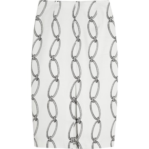 Printed stretch-cotton pencil skirt net-a-porter bialy bawełniane