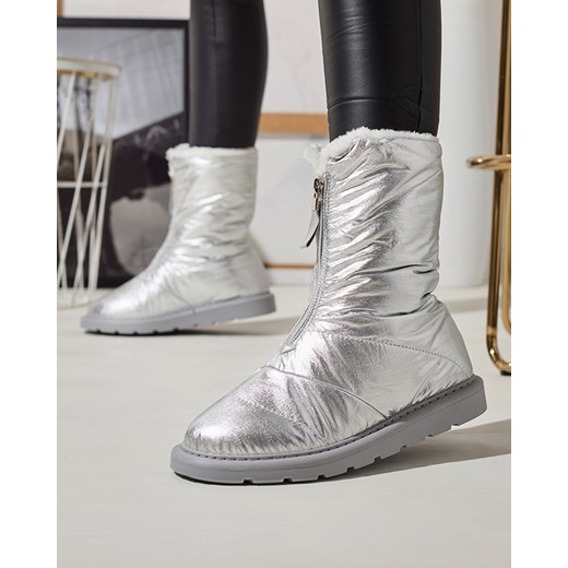 Royalfashion Srebrne damskie buty a'la śniegowce Tirigga ze sklepu royalfashion.pl w kategorii Śniegowce damskie - zdjęcie 148614405
