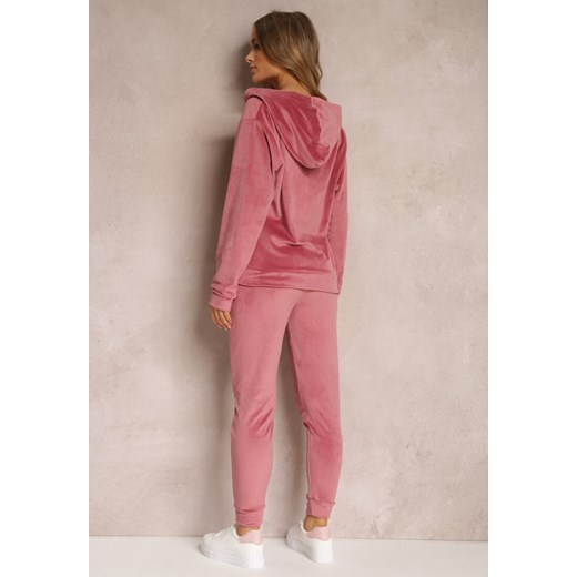 Różowy 2-częściowy Komplet Dresowy Welurowy z Bluzą i Spodniami Misnes ze sklepu Renee odzież w kategorii Dresy damskie - zdjęcie 148615099