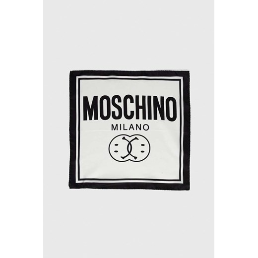 Moschino poszetka jedwabna x Smiley kolor biały Moschino ONE ANSWEAR.com