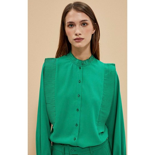 Elegancka koszula z plisowaniem w kolorze zielonym 4009, Kolor zielony, Rozmiar XS, Moodo ze sklepu Primodo w kategorii Koszule damskie - zdjęcie 148677667