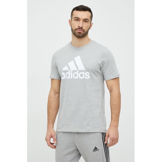 adidas t-shirt bawełniany kolor szary z nadrukiem IC9350 ze sklepu ANSWEAR.com w kategorii T-shirty męskie - zdjęcie 148696658