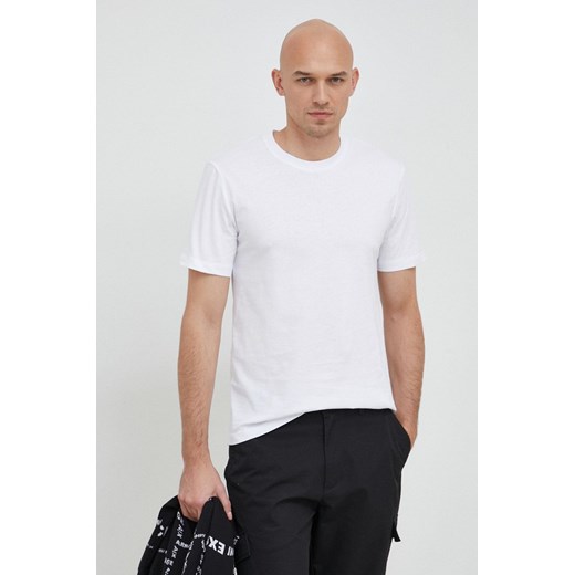 Trussardi t-shirt bawełniany kolor biały gładki ze sklepu ANSWEAR.com w kategorii T-shirty męskie - zdjęcie 148696669