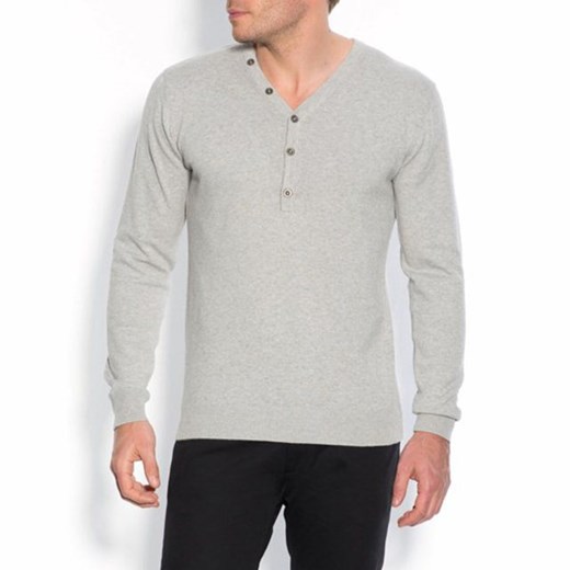 Sweter z dekoltem Y, 100% bawełny la-redoute-pl szary melanżowe