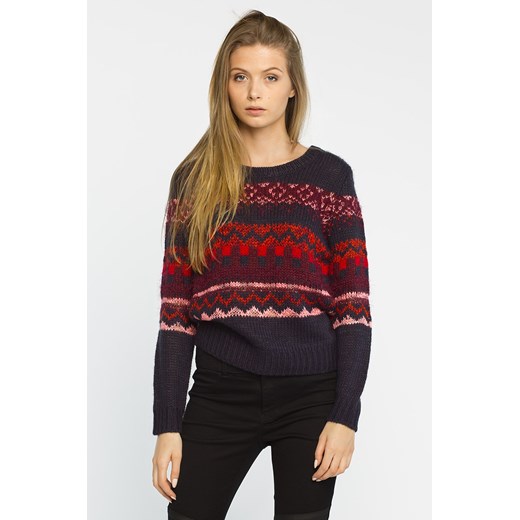 Sweter - Only answear-com czerwony okrągłe