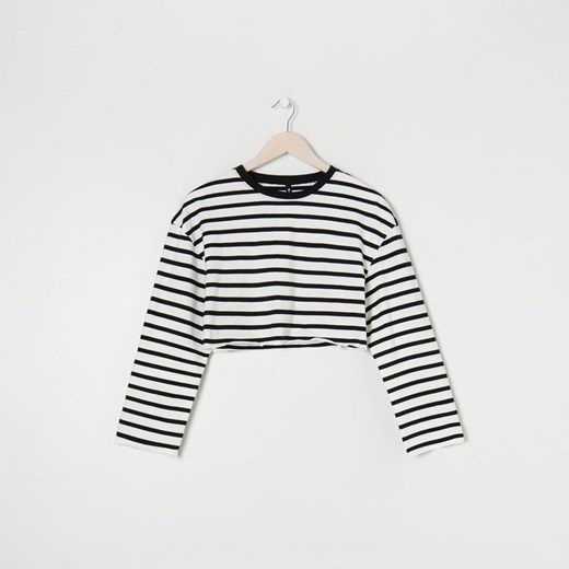 Sinsay - Crop top w paski - Czarny Sinsay L wyprzedaż Sinsay
