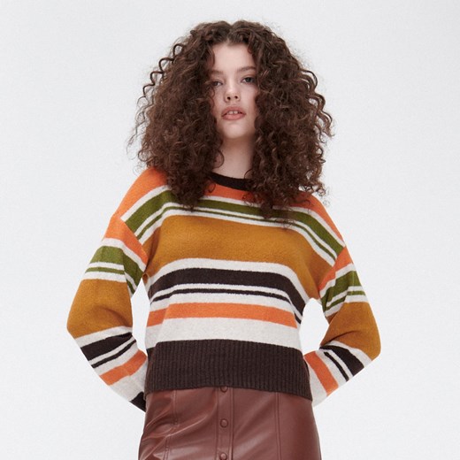Cropp - Sweter w kolorowe paski oversize - Wielobarwny Cropp M okazja Cropp