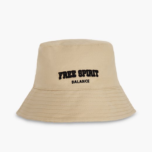 Cropp - Beżowy kapelusz bucket hat z haftem - Beżowy Cropp Uniwersalny wyprzedaż Cropp