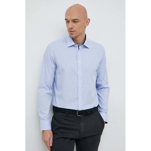 Seidensticker koszula bawełniana męska kolor niebieski slim z kołnierzykiem klasycznym 01.653710 ze sklepu ANSWEAR.com w kategorii Koszule męskie - zdjęcie 148988117